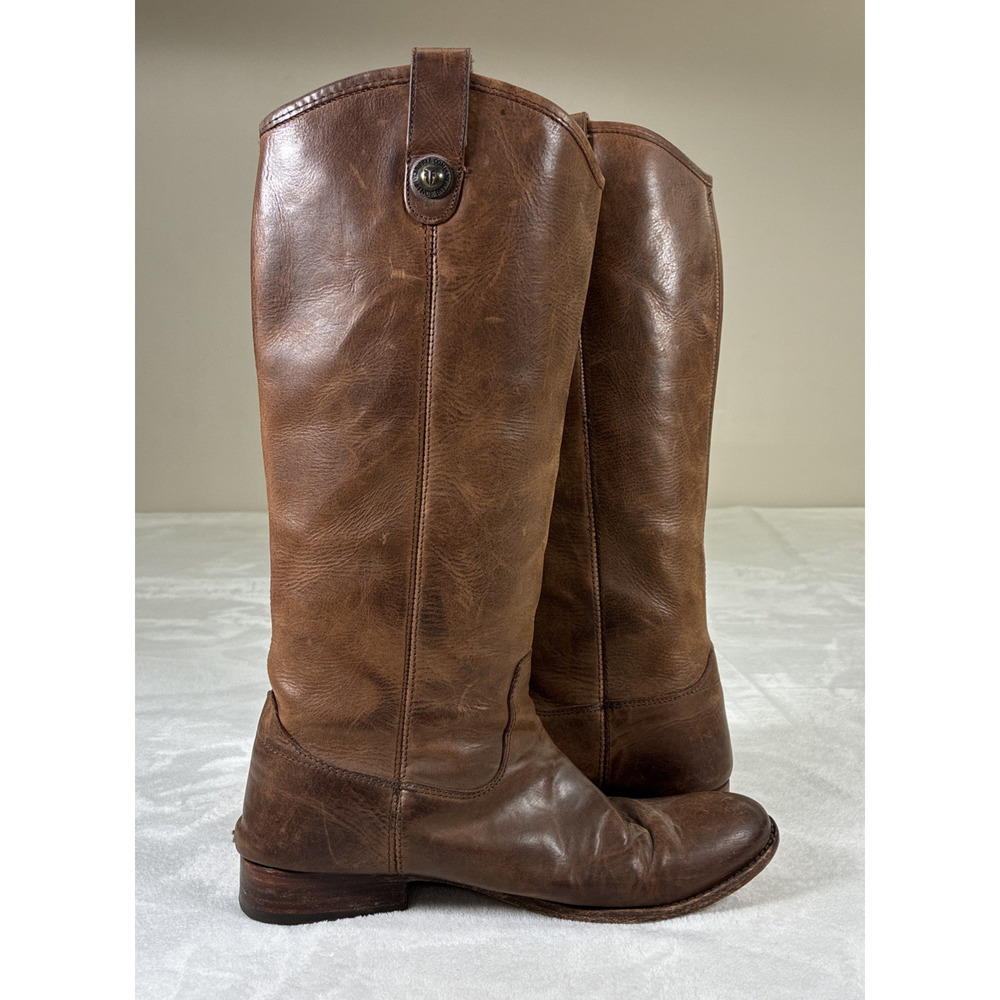 FRYE Melissa Button Tall Riding Boots 77168 Brown Cognac Leather Size 9.5B Chrty - Picture 5 of 16